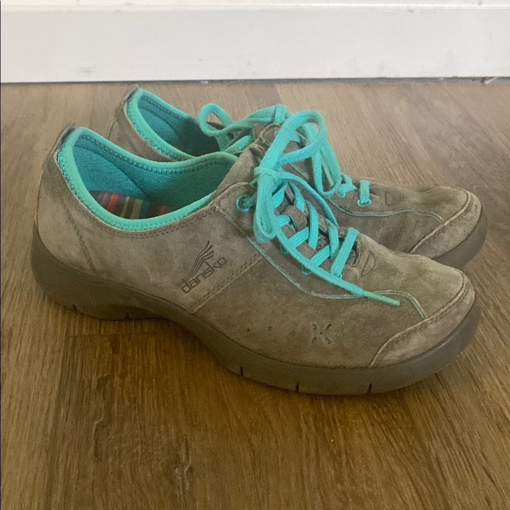 DANSKO Elise gray Suede Leather Lace-Up Comfort Walking Shoes-Size 38 US 7.5-8